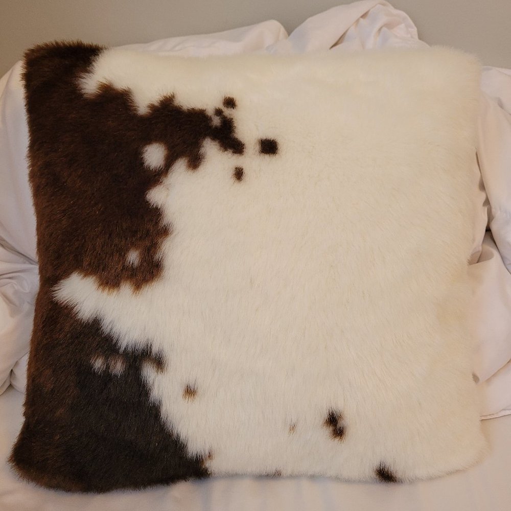 Faux Fur with Cowhide Design Pillow